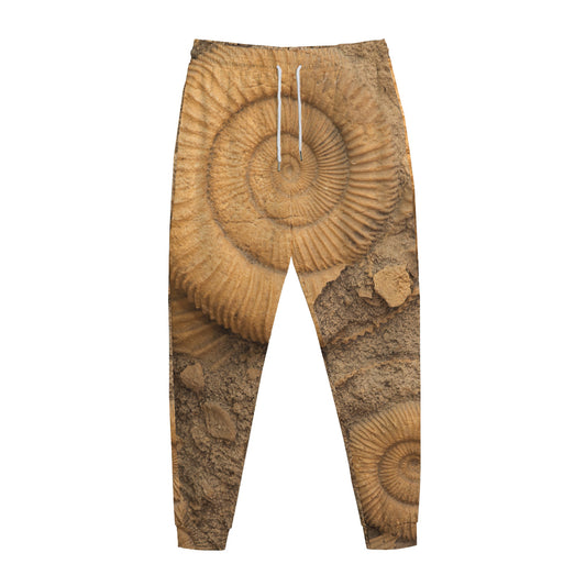 Ammonite Shell Fossil Print Jogger Pants
