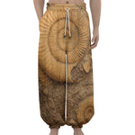 Ammonite Shell Fossil Print Lantern Pants