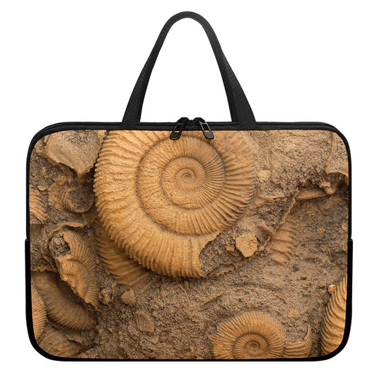 Ammonite Shell Fossil Print Laptop Sleeve With Handle