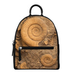 Ammonite Shell Fossil Print Leather Backpack