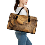 Ammonite Shell Fossil Print Leather Duffle Bag