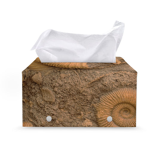 Ammonite Shell Fossil Print Leather Tissue Box Cover