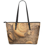 Ammonite Shell Fossil Print Leather Tote Bag