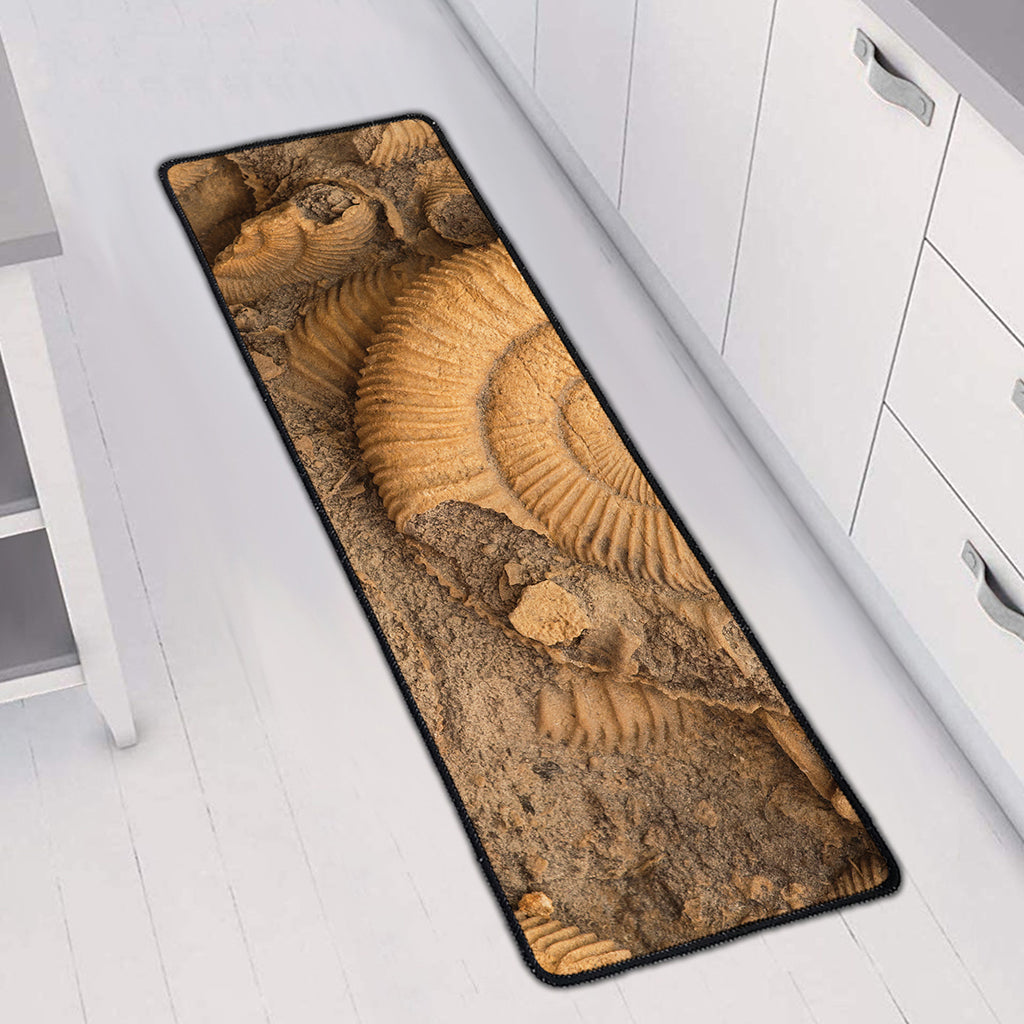 Ammonite Shell Fossil Print Long Kitchen Mat