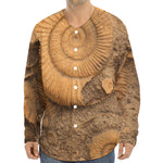 Ammonite Shell Fossil Print Long Sleeve Baseball Jersey