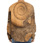 Ammonite Shell Fossil Print Long Sleeve Baseball Jersey