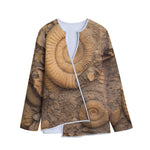 Ammonite Shell Fossil Print Long Sleeve Short Coat