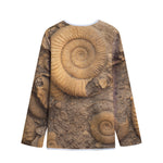 Ammonite Shell Fossil Print Long Sleeve Short Coat