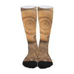 Ammonite Shell Fossil Print Long Socks