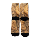 Ammonite Shell Fossil Print Long Socks