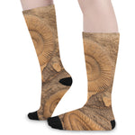 Ammonite Shell Fossil Print Long Socks