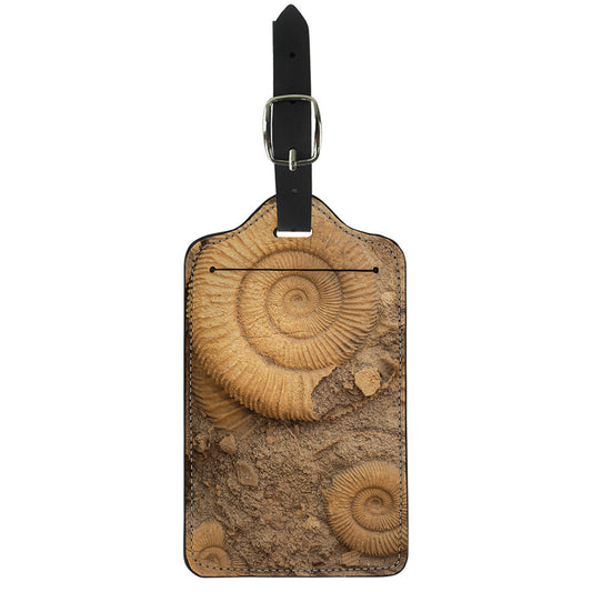 Ammonite Shell Fossil Print Luggage Tag