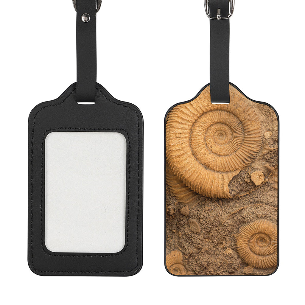 Ammonite Shell Fossil Print Luggage Tag