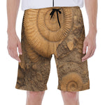 Ammonite Shell Fossil Print Men's Beach Shorts