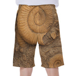 Ammonite Shell Fossil Print Men's Beach Shorts