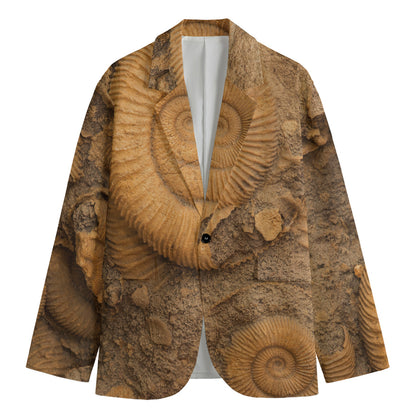 Ammonite Shell Fossil Print Men's Blazer