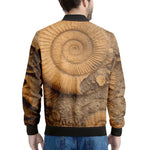 Ammonite Shell Fossil Print Men's Bomber Jacket