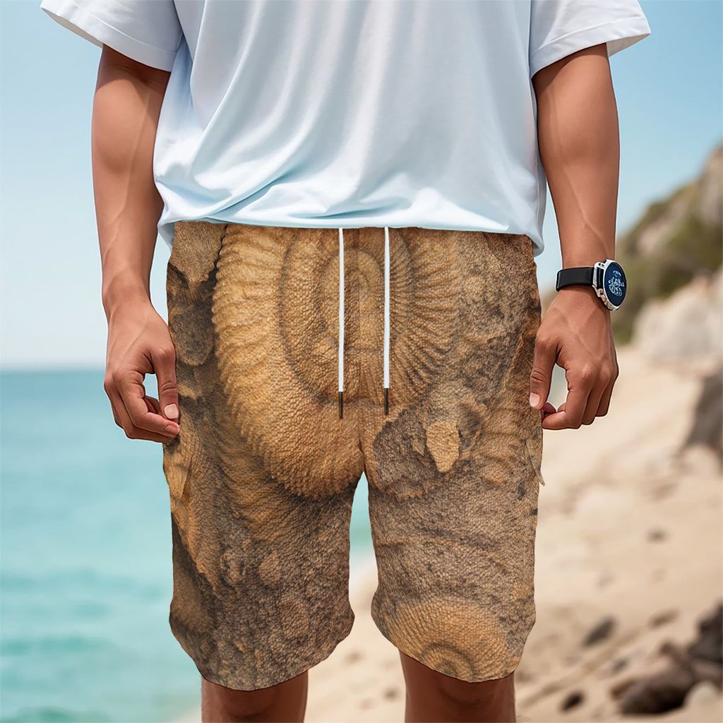 Ammonite Shell Fossil Print Men's Cargo Shorts