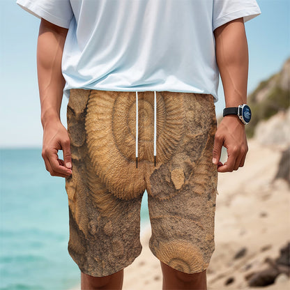 Ammonite Shell Fossil Print Men's Cargo Shorts