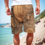 Ammonite Shell Fossil Print Men's Cargo Shorts