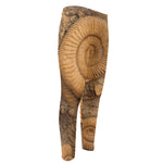 Ammonite Shell Fossil Print Men's Compression Pants