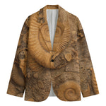 Ammonite Shell Fossil Print Men's Cotton Blazer