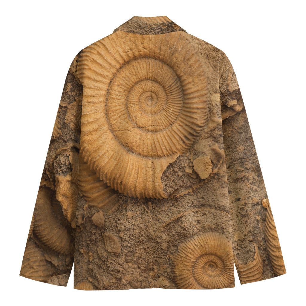 Ammonite Shell Fossil Print Men's Cotton Blazer