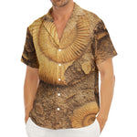 Ammonite Shell Fossil Print Men's Deep V-Neck Shirt
