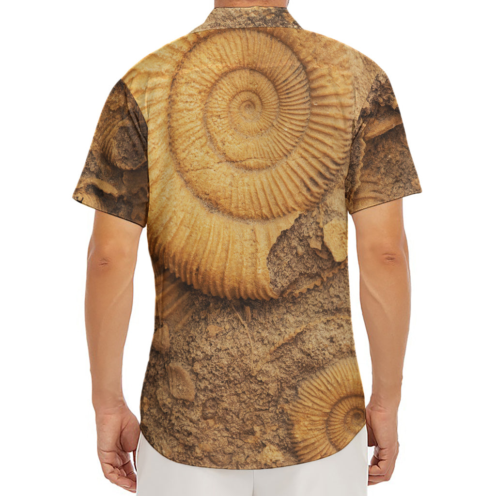 Ammonite Shell Fossil Print Men's Deep V-Neck Shirt