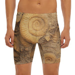 Ammonite Shell Fossil Print Men's Long Boxer Briefs