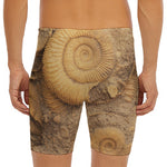 Ammonite Shell Fossil Print Men's Long Boxer Briefs
