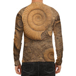 Ammonite Shell Fossil Print Men's Long Sleeve Rash Guard