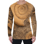 Ammonite Shell Fossil Print Men's Long Sleeve T-Shirt