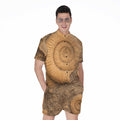 Ammonite Shell Fossil Print Men's Romper