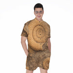 Ammonite Shell Fossil Print Men's Rompers