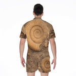 Ammonite Shell Fossil Print Men's Rompers