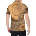 Ammonite Shell Fossil Print Men's Shirt