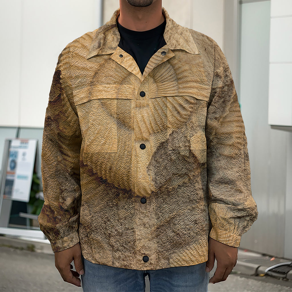 Ammonite Shell Fossil Print Men's Shirt Jacket