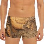 Ammonite Shell Fossil Print Men's Short Boxer Briefs