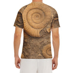 Ammonite Shell Fossil Print Men's Short Sleeve Rash Guard