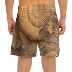 Ammonite Shell Fossil Print Men's Split Running Shorts
