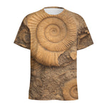 Ammonite Shell Fossil Print Men's Sports T-Shirt