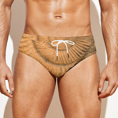 Ammonite Shell Fossil Print Men's Swim Briefs