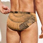 Ammonite Shell Fossil Print Men's Swim Briefs