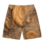 Ammonite Shell Fossil Print Men's Swim Trunks