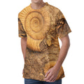 Ammonite Shell Fossil Print Men's Velvet T-Shirt