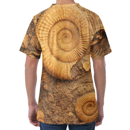 Ammonite Shell Fossil Print Men's Velvet T-Shirt