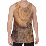 Ammonite Shell Fossil Print Men's Velvet Tank Top