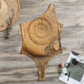 Ammonite Shell Fossil Print One Shoulder Bodysuit