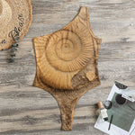Ammonite Shell Fossil Print One Shoulder Bodysuit